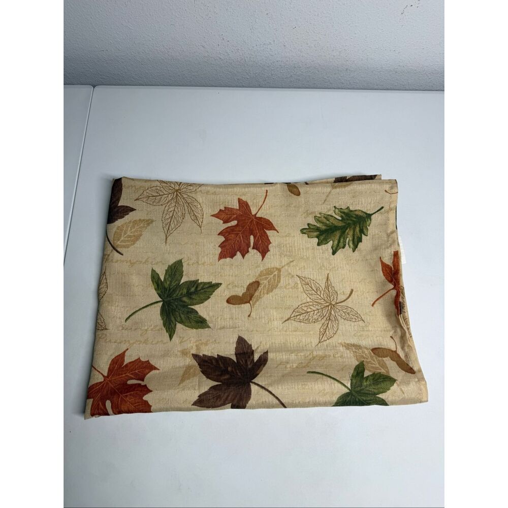 Elrene Autumn Leaves tablecloth harvest design  fallen leaves cream 68” x 50”